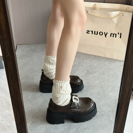 Damen Chunky Schnürschuhe mit modischer Schnallen-Applikation EB