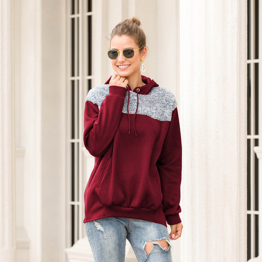 Damen Kapuzenpullover mit stylischem Kontrastdesign und elastischem Saum EB