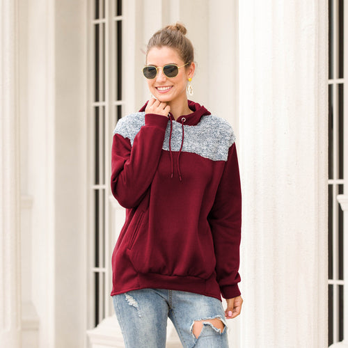 Damen Kapuzenpullover mit stylischem Kontrastdesign und elastischem Saum EB