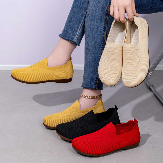 Damen Flexible Slip-On Sneaker mit atmungsaktivem Strickoberteil EB