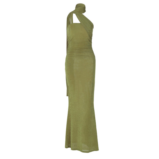 Damen Elegantes Abendkleid mit schulterfreiem Halterdesign und figurschmeichelnder Drapierung EB