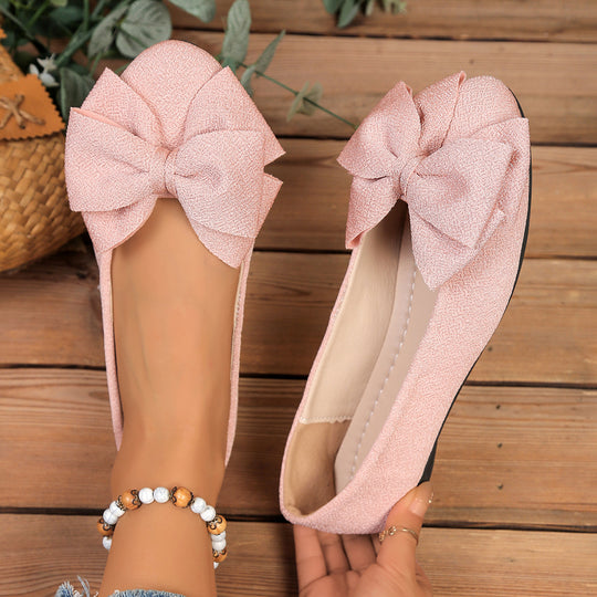 Damen Ballerinas mit XL-Schleifen-Applikation und glänzender Oberflächenstruktur EB