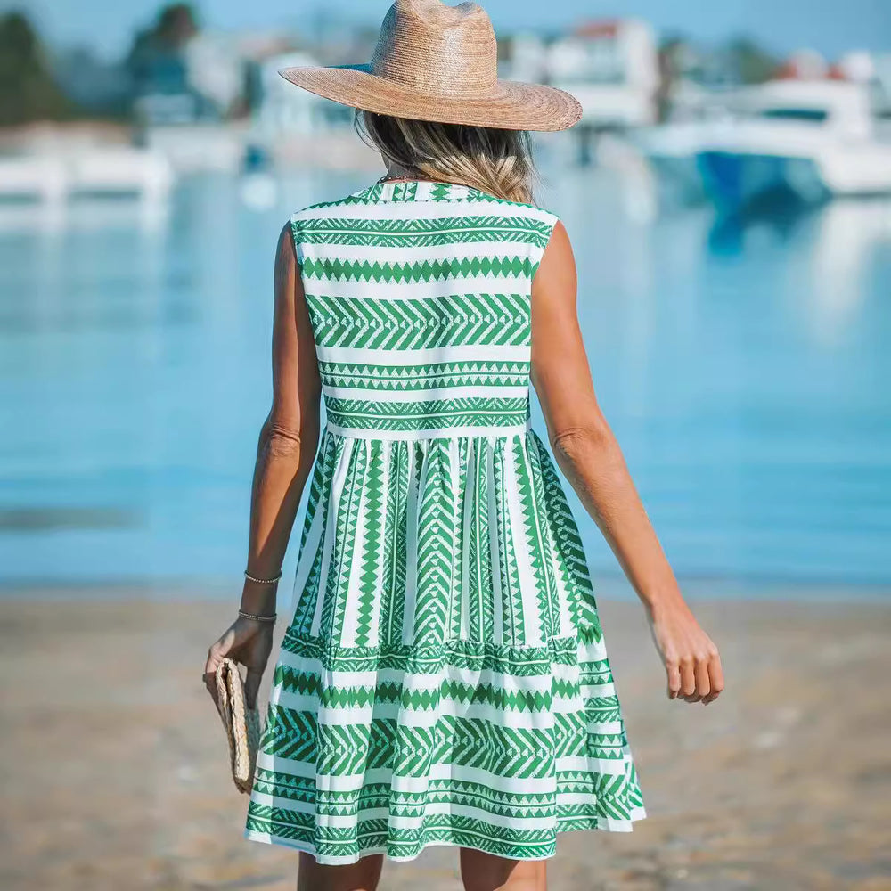 Damen Freizeitkleid mit modernen geometrischen Mustern EB