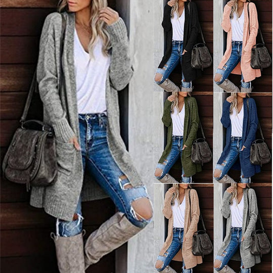 Damen Strickcardigan mit längerer Silhouette und lässigem Schnitt EB
