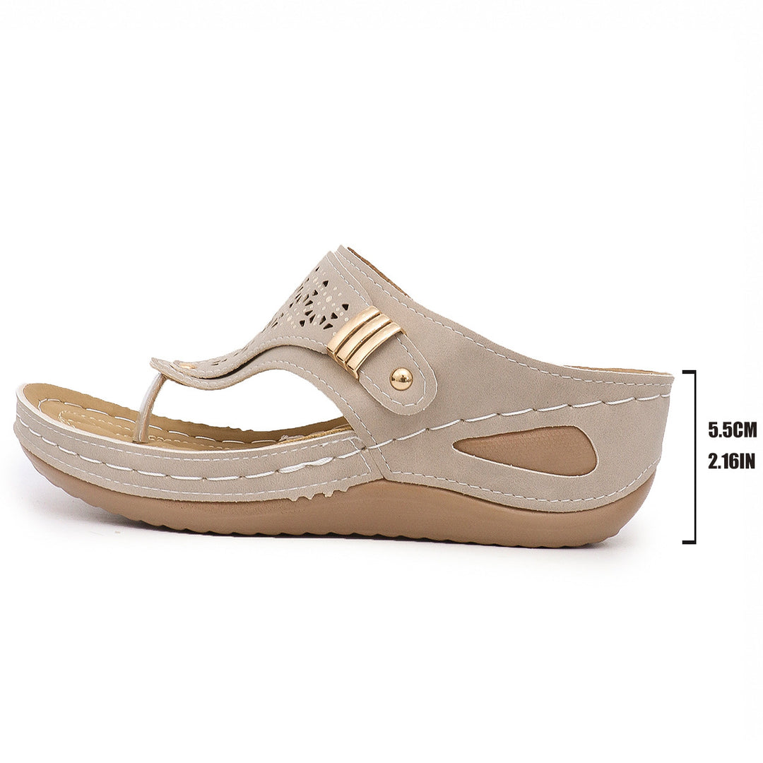 Damen Komfortable Zehentrenner-Sandalen mit modischem Verzierungsdetail EB