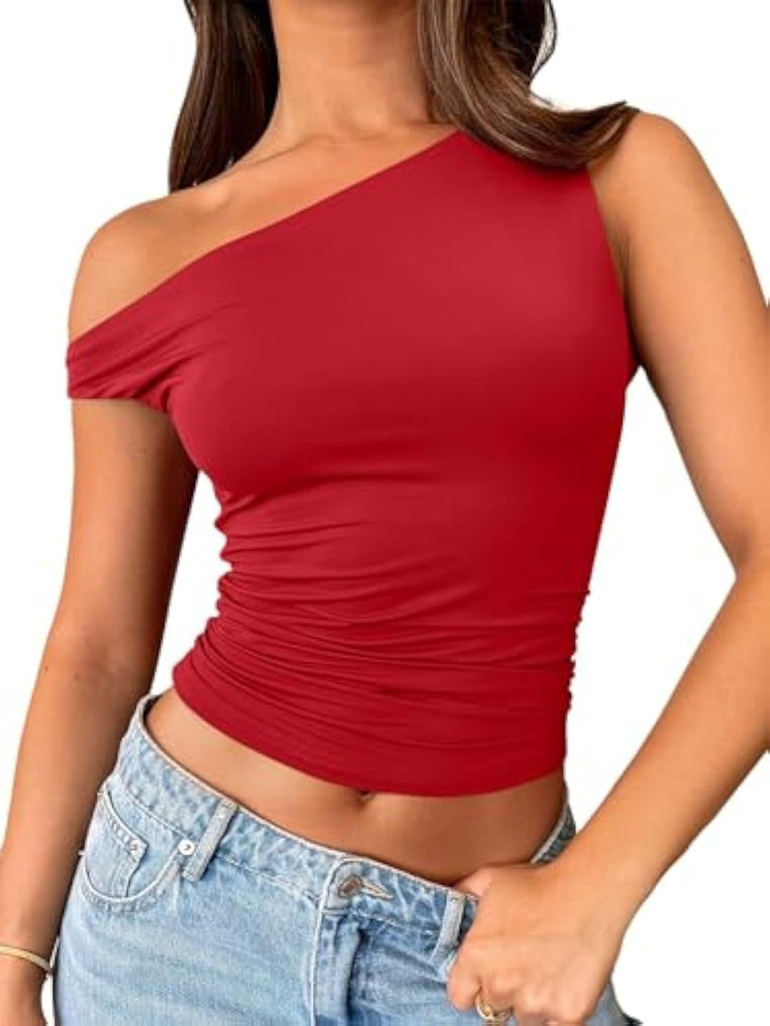 Damen asymmetrisches Oberteil mit Raffung EB