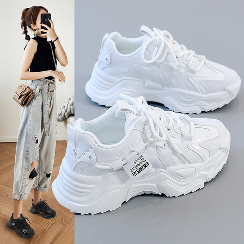 Damen modische Chunky Sneakers mit atmungsaktiver Mesh-Oberfläche und dämpfendem Sohlenprofil EB
