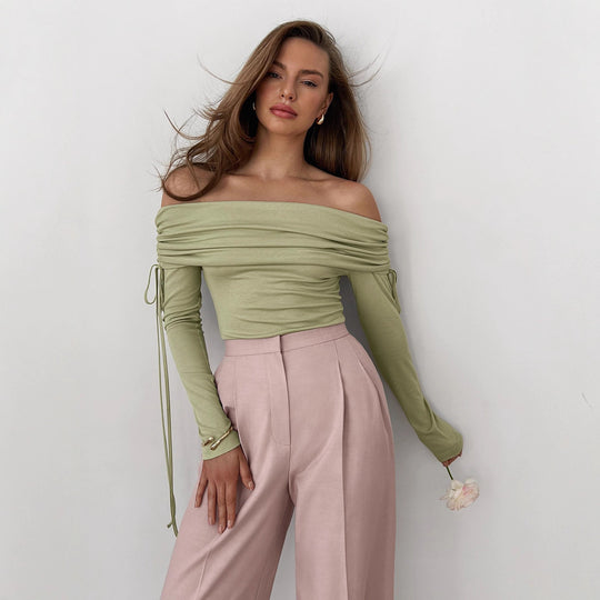 Damen Off-Shoulder Oberteil mit eleganter Raffung EB