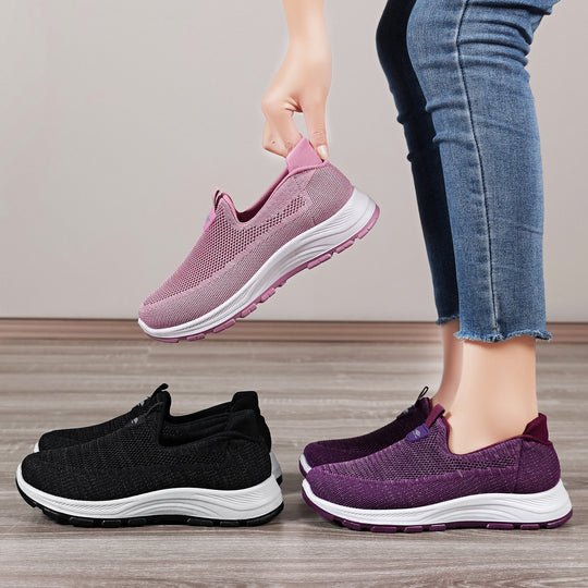 Damen Atmungsaktive Komfort-Sneaker mit elastischem Einsatz und dämpfender Sohle EB