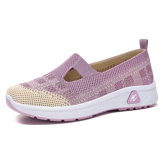 Damen Elastische Slip-On Laufschuhe mit atmungsaktivem Strickdesign EB