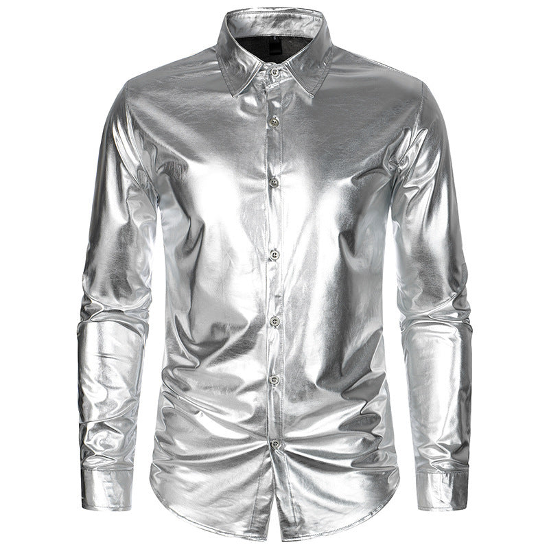 Herren Glamouröses Metallic-Oberhemd EB