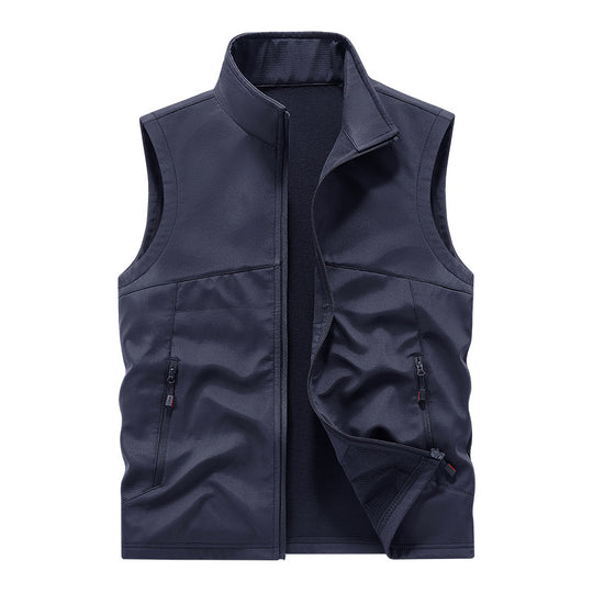Herren atmungsaktive Softshell-Outdoorweste mit hochschließendem Stehkragen und fleecegefütterter Innenseite EB