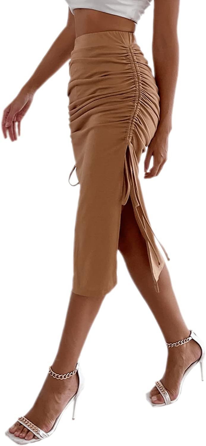 Damen Raffungssüskirt mit seitlichem Schlitz und verstellbarem Kordelzug EB