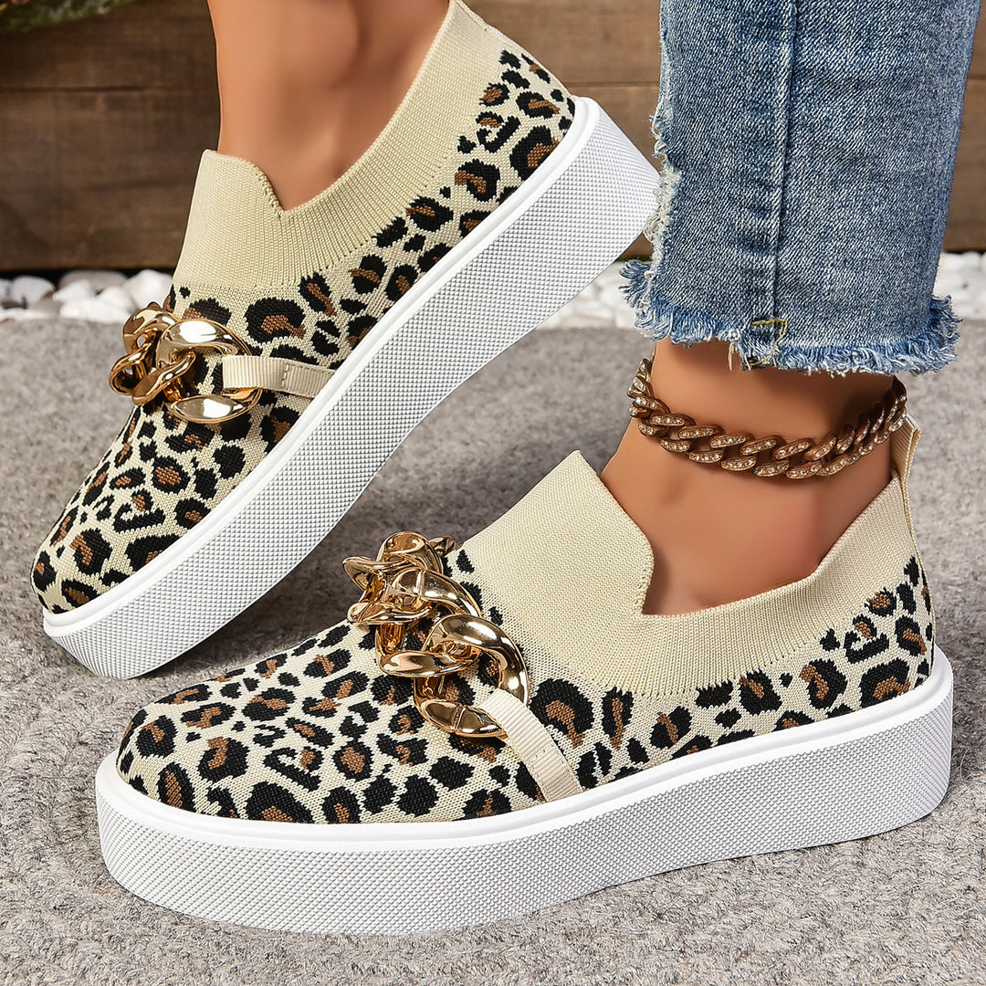 Damen Modische Slip-On Sneakers mit elegantem Ketten-Detail EB