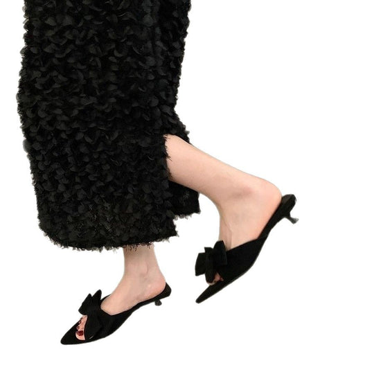 Damen elegante Mules mit Schleifenakzenten EB
