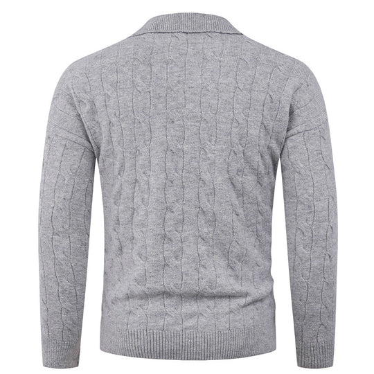 Herren nan Kabelstrick-Polo mit Polokragen und gerippten Bündchen aus feinem Wollmix EB