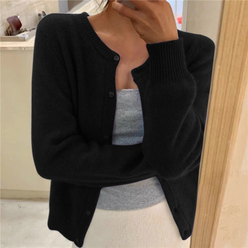 Damen weicher Strickcardigan mit dekorativen Knöpfen und raffinierter Maschenstruktur EB