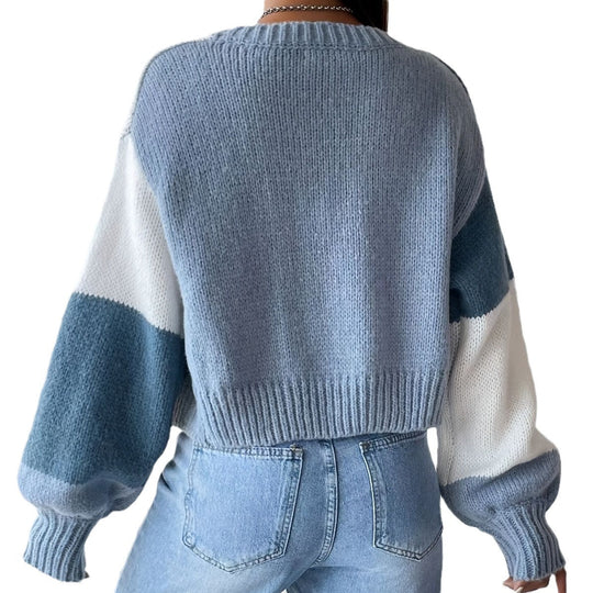 Damen Modischer Strickcardigan im Color-Block Design EB
