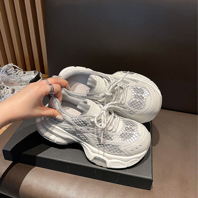 Damen modische Sneaker mit atmungsaktiver Oberflächenstruktur und dämpfender Sohle EB