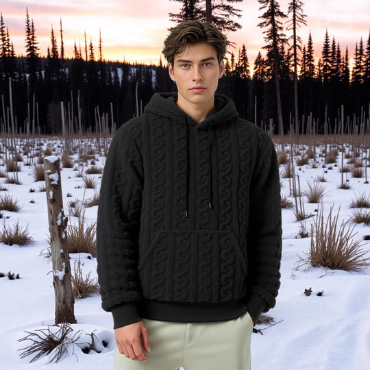 Damen Warmes Kapuzenpullover mit strukturiertem Wabenmuster EB