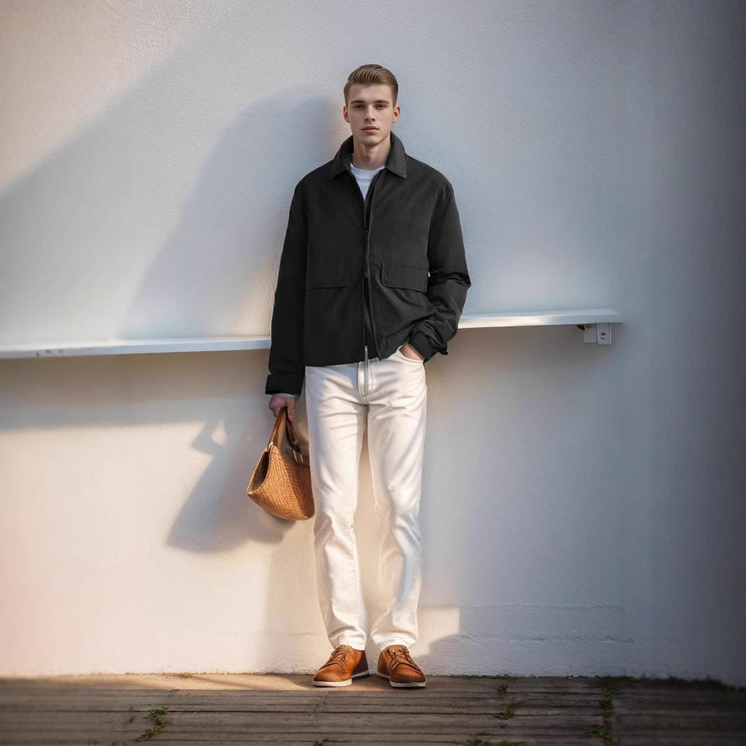 Herren leichte Freizeitjacke mit praktischen Taschen EB