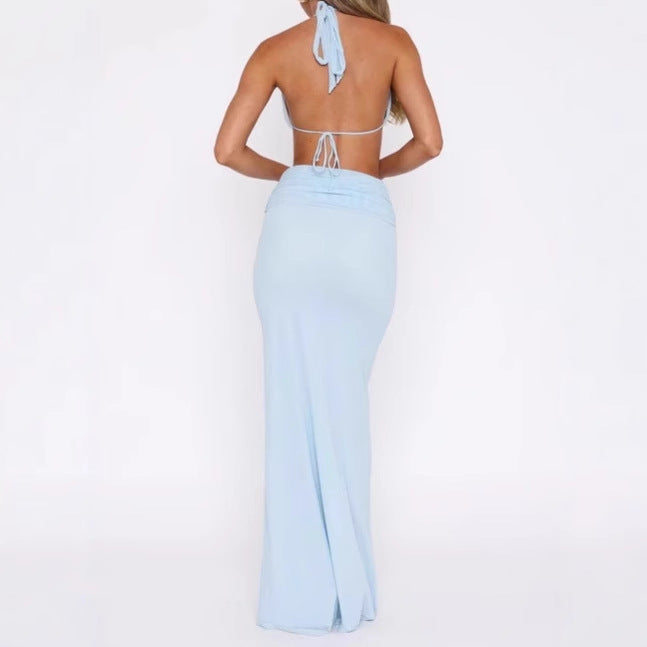 Damen Luxus Maxikleid mit tiefem V-Ausschnitt und aufregenden Cut-Out-Details EB