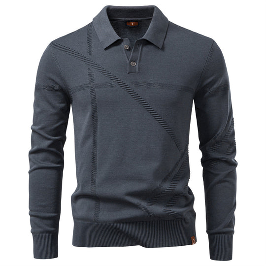 Herren Langarm Poloshirt mit modernem Strukturdesign EB