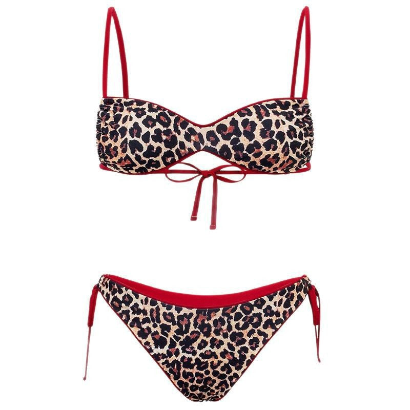 Damen Push-Up Bikini mit elegantem Animal-Print und verstellbaren Trägern EB