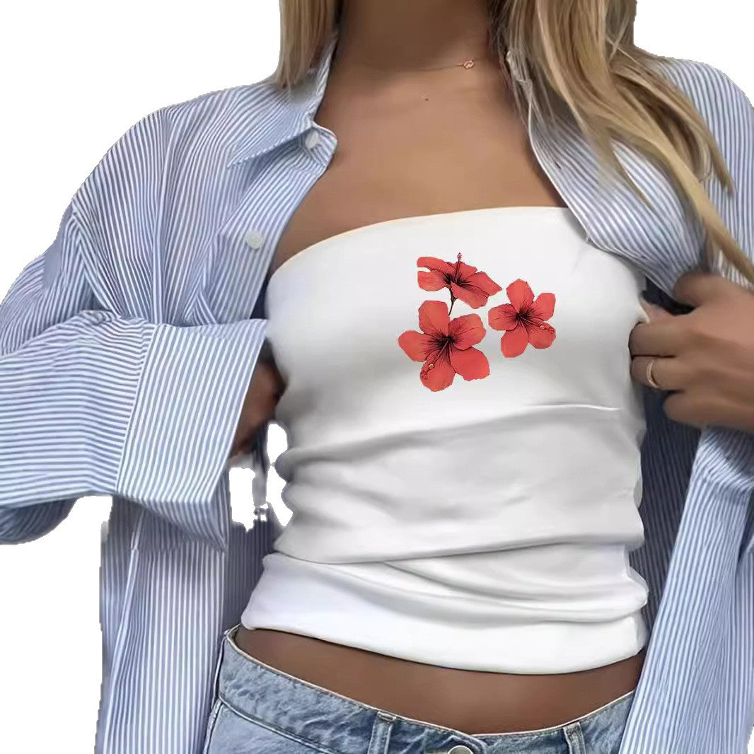 Damen Bandeau-Top mit auffälligem Statement-Aufdruck EB