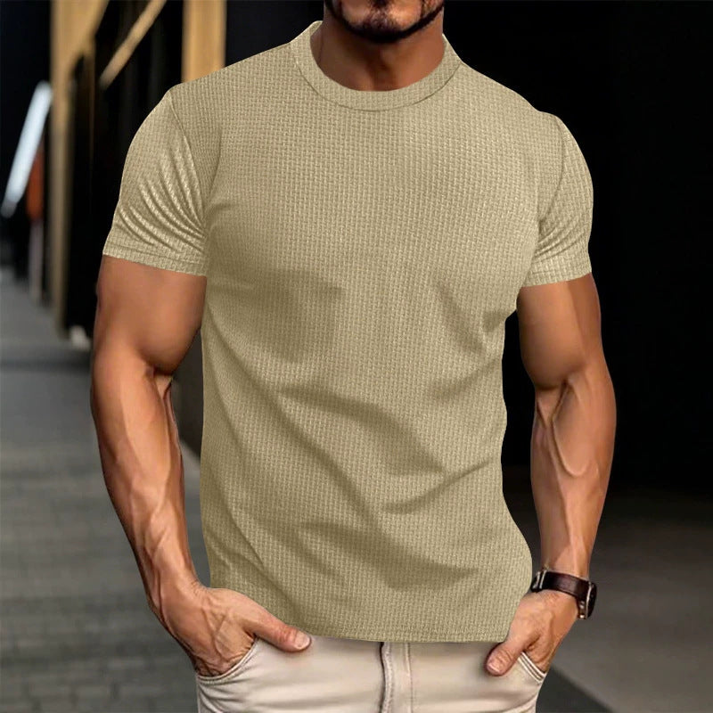 Herren Strukturiertes Kurzarm-T-Shirt aus Feinstrick EB