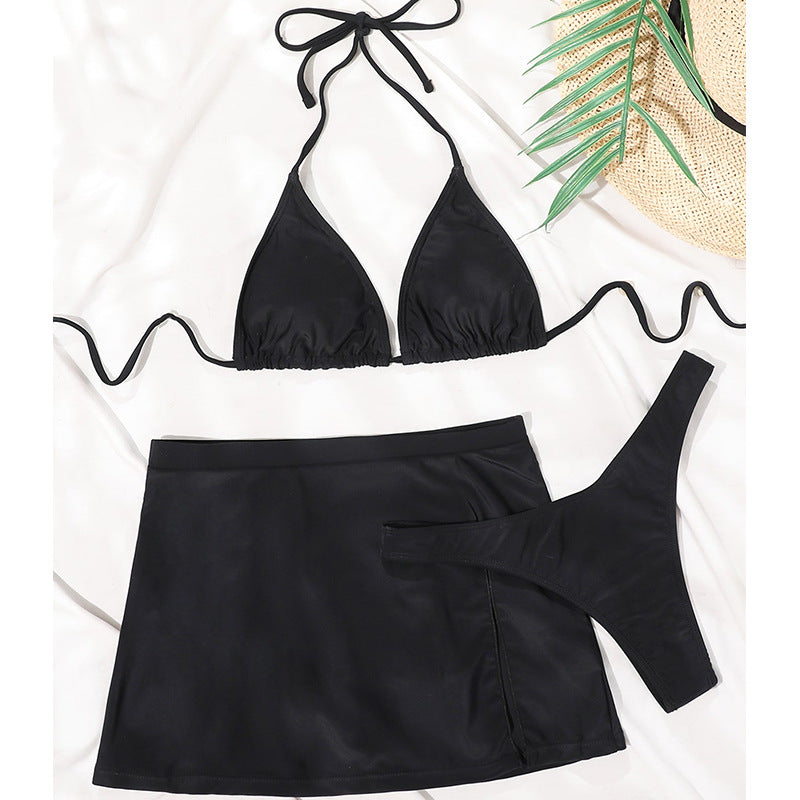 Damen Bikini-Set mit sexy Triangel-Oberteil und modischem Rock EB