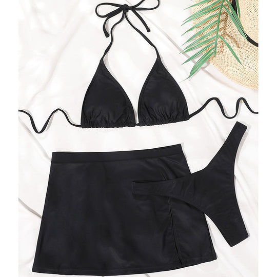 Damen Bikini-Set mit sexy Triangel-Oberteil und modischem Rock EB