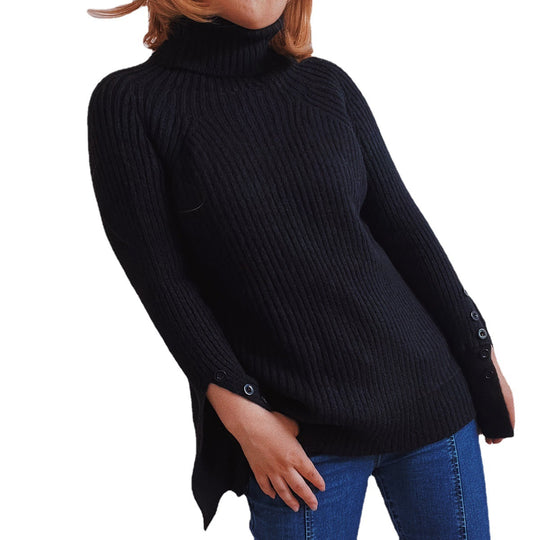 Damen Ribbed Rollkragenpullover mit elegantem Schnitt EB