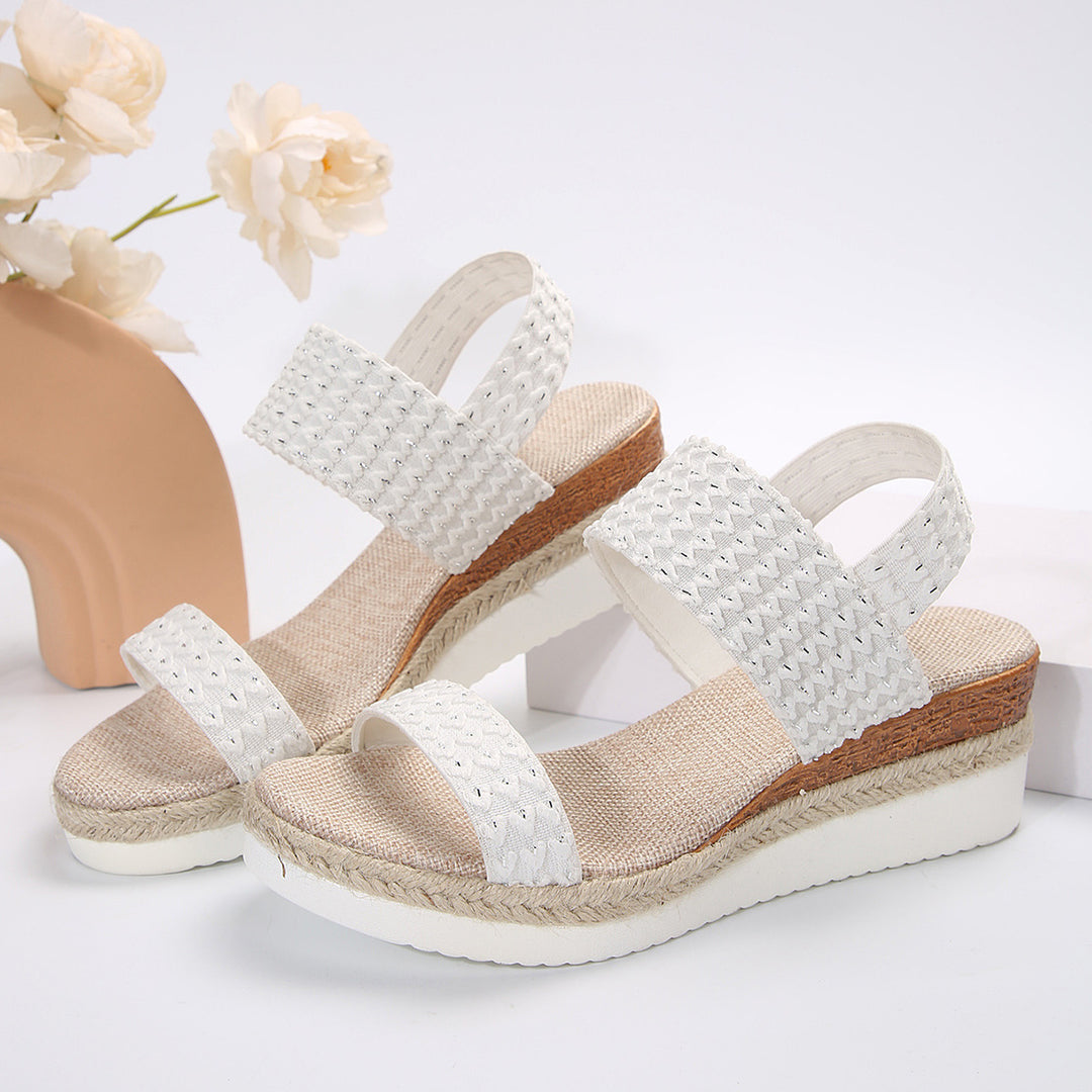 Damen Wedge-Sandalen mit dekorativem Riemendesign und bequemer Sohle EB