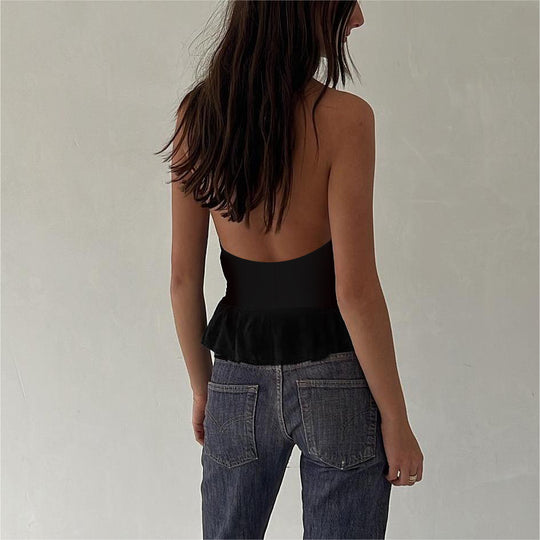 Damen Off-Shoulder Top mit zarten Spitzenakzenten EB
