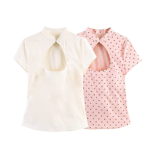 Damen Elegantes Oberteil mit innovativem Ausschnitt und feinem Stoff EB