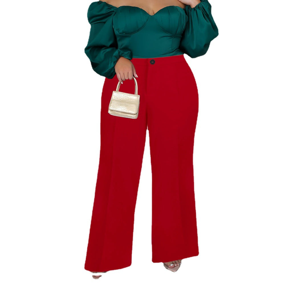 Damen Elegante Flared Pants mit hohem Bund und minimalistischen Details EB