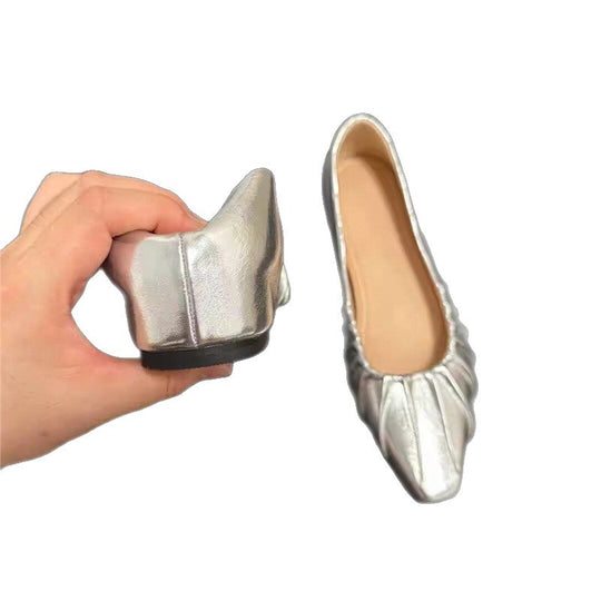 Damen glänzende spitze Ballerinas mit Raffung EB