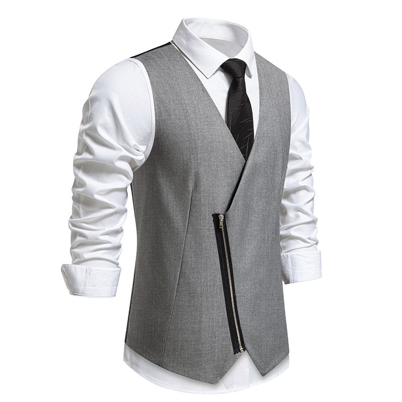 Herren elegante Anzugweste mit modernem Schnitt und praktischen Reißverschlüssen EB