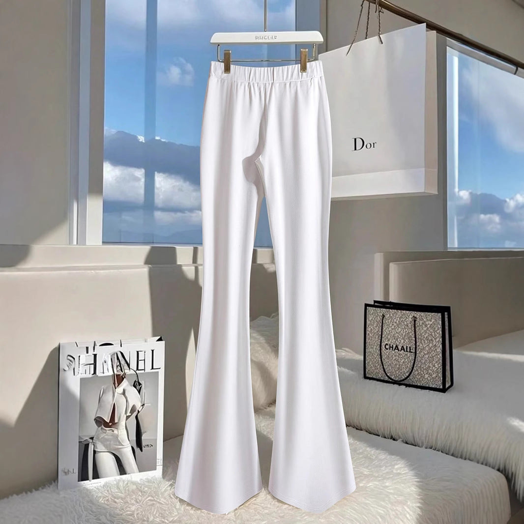 Damen Modische Flared-Hosen mit eleganten Knopfdetails und seitlichem Schlitz EB