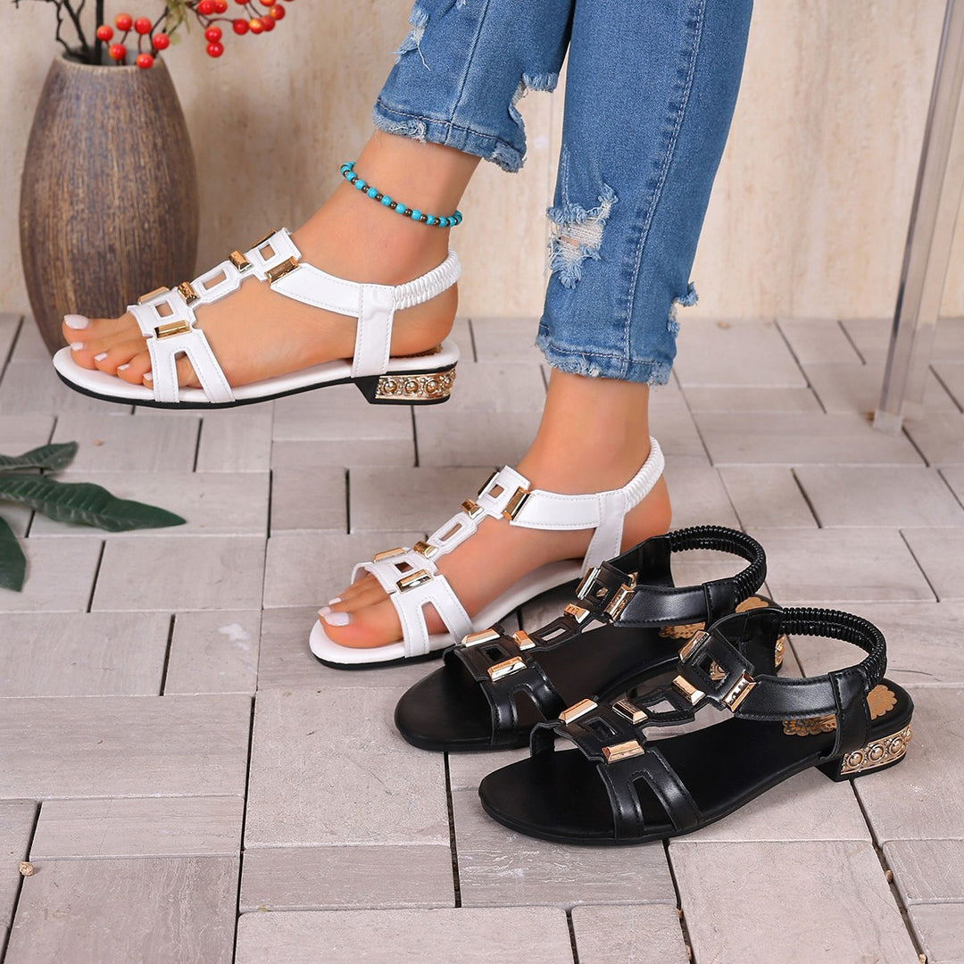 Damen elegante Schnallen-Sandalen mit modischen Verzierungen EB