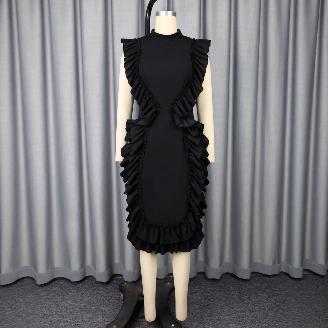 Damen figurbetontes Kleid mit Rüschendetails EB