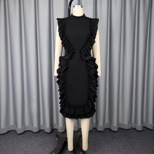 Damen Designer Kleid mit Rüschendetails EB