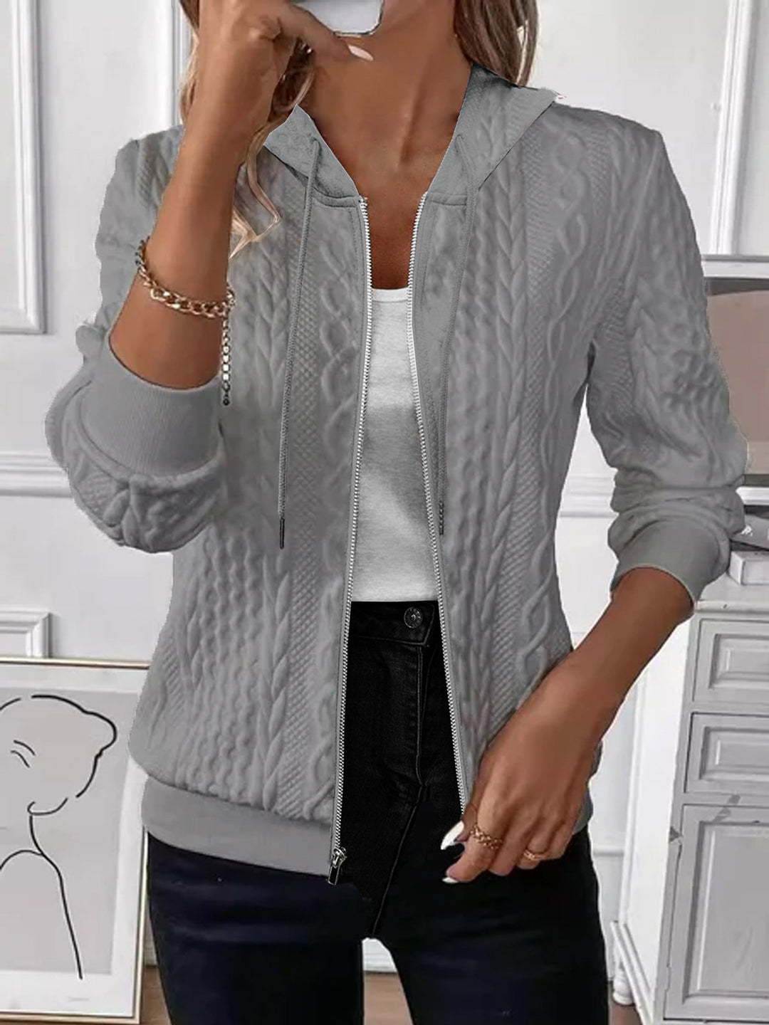 Damen Strickjacke mit Kapuze EB