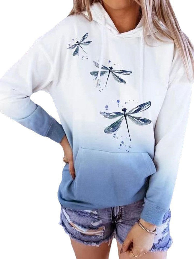 Damen Halloween Kapuzenpullover mit Kürbis- und Katzenprint, Paillettenbesatz und Oversize-Schnitt EB