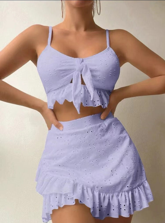 Damen Crop-Top und Rüschenshort Set EB