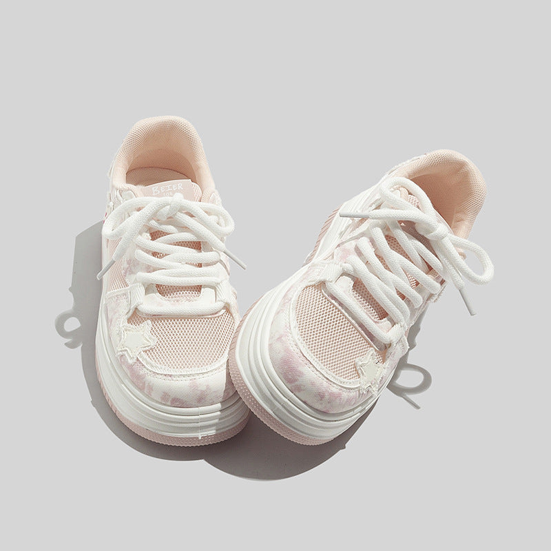 Damen Sneakers im sportlichen Style mit dekorativem Sternen-Muster und atmungsaktiven Obermaterialien EB