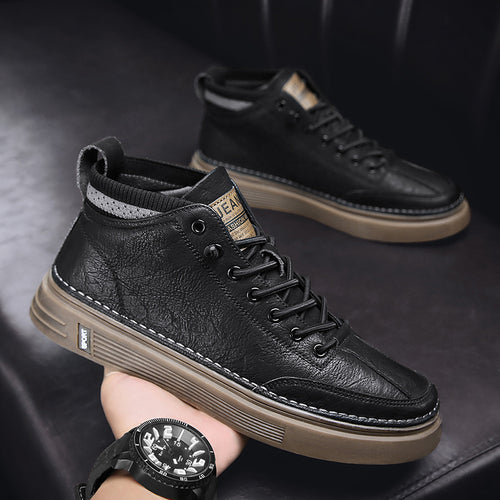 Damen Elegante High-Top Sneakers aus hochwertigem Leder mit rutschfester Sohle EB