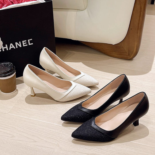 Damen elegante Pumps mit feinem Spitzenbesatz EB