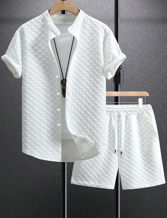 Damen lässiges Kurzarm Hemd und Shorts Set EB
